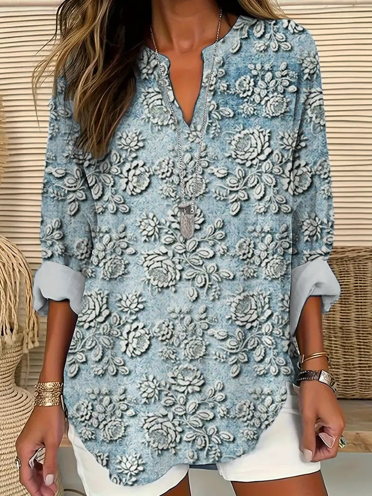 MAYLORA - Petal Mist Printed Blouse