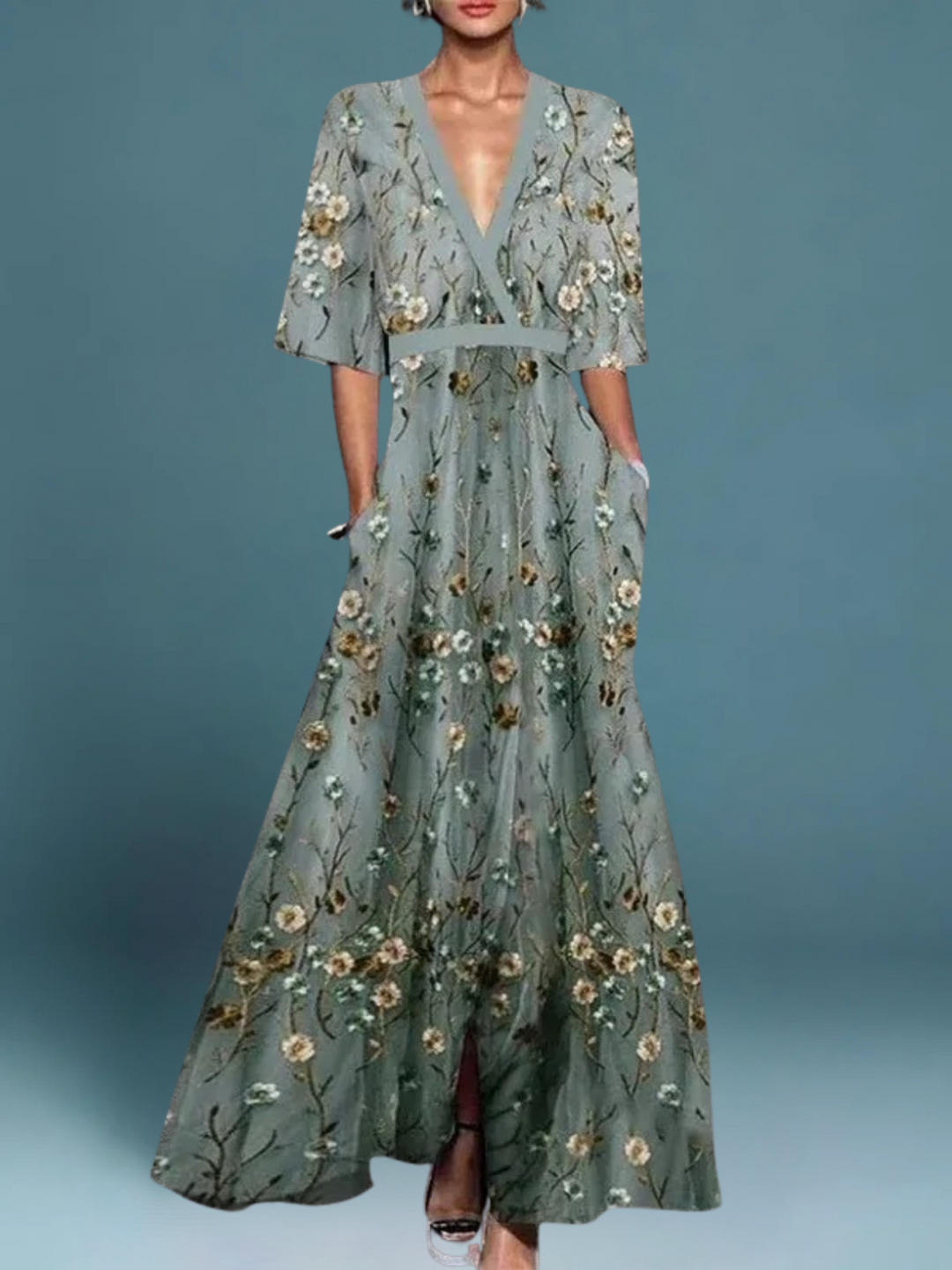 Hazel - Eleganter Boho-V-Rock mit Gürtel