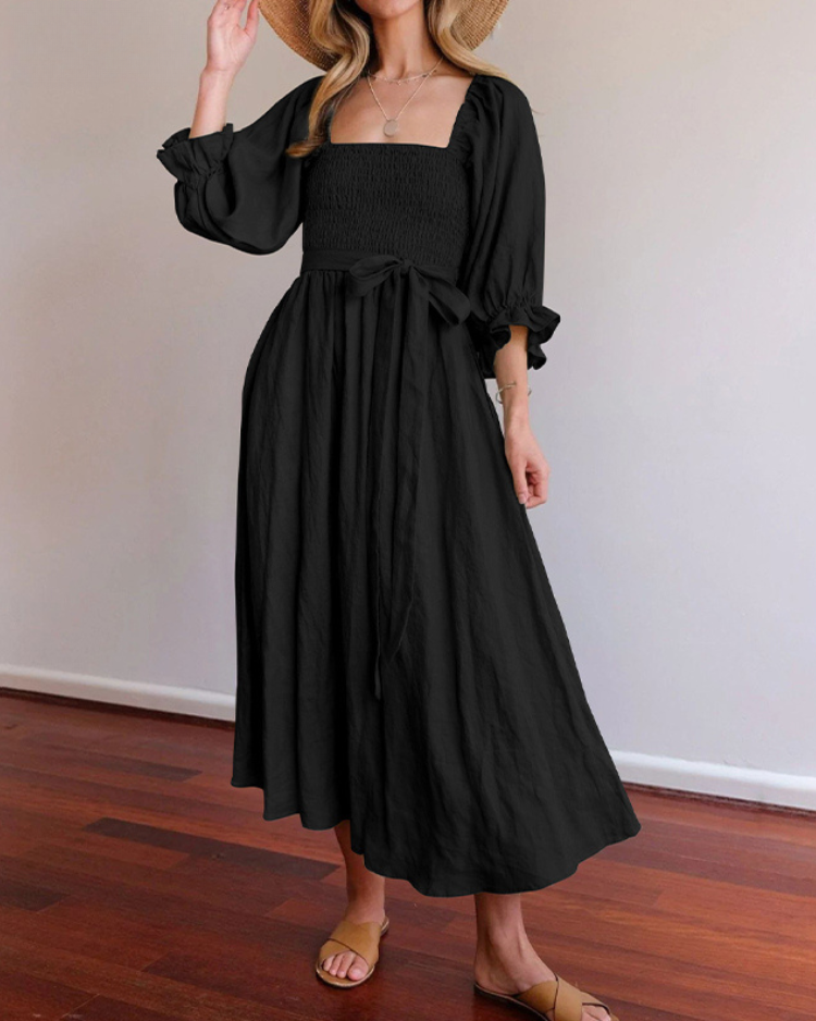 Aviana - Elegantes Maxi-Wendekleid mit Puffärmeln