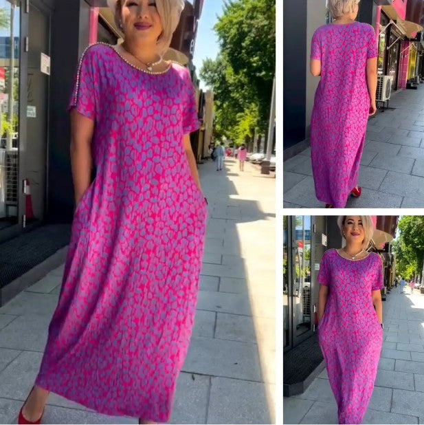 Chic Maxi Kleid mit Frühlingsmotiv Raven und praktischen Taschen
