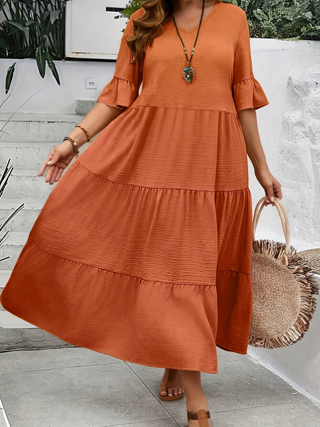 Nena | V-Ausschnitt Kleid in Übergröße
