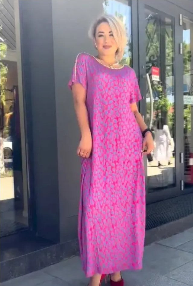 Chic Maxi Kleid mit Frühlingsmotiv Raven und praktischen Taschen