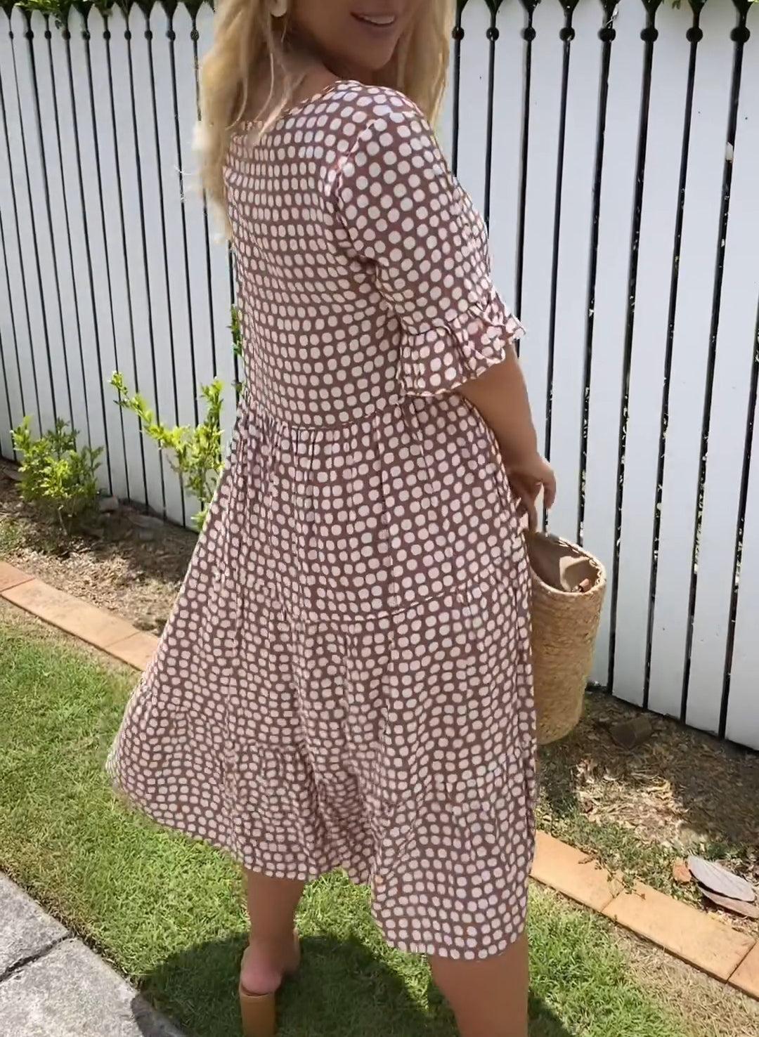 Stella - Midi Sommerkleid mit Polka-Dots