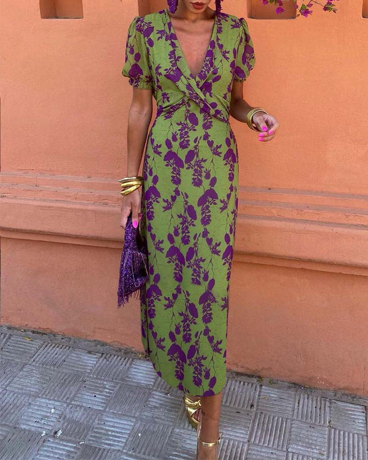 Della - Faltige Boho-Blumenrobe für Damen