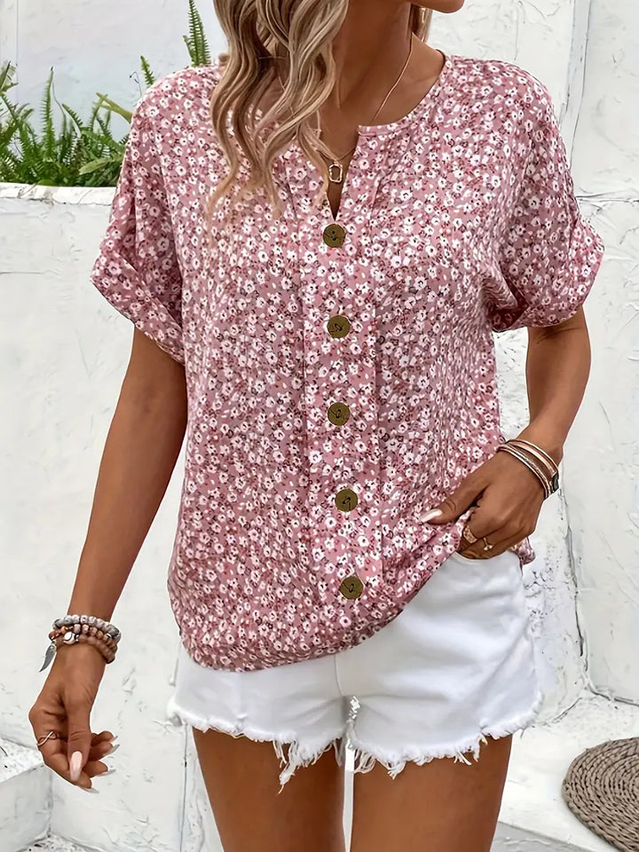 Charis™ - Bluse mit floralen Motiven und Knopfdetails