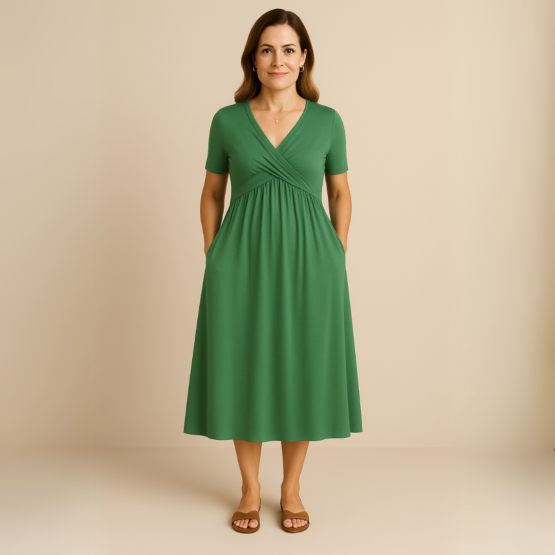 MAYLORA™ | V-Neck Midi Dress
