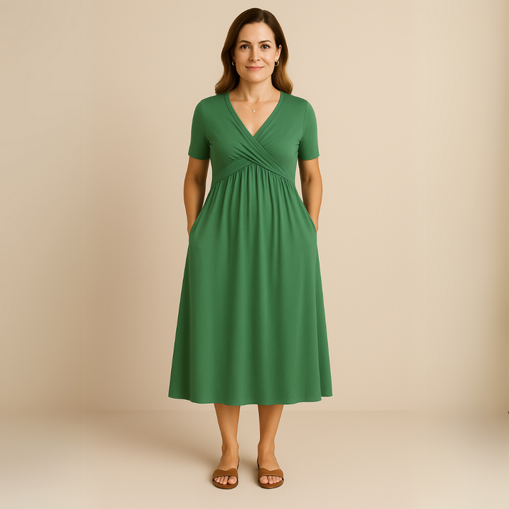 MAYLORA™ | V-Neck Midi Dress