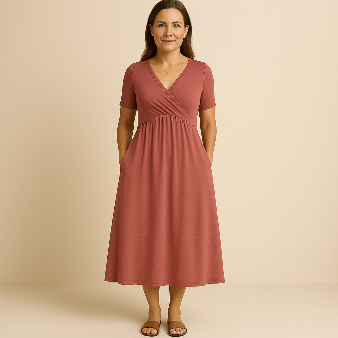 MAYLORA™ | V-Neck Midi Dress