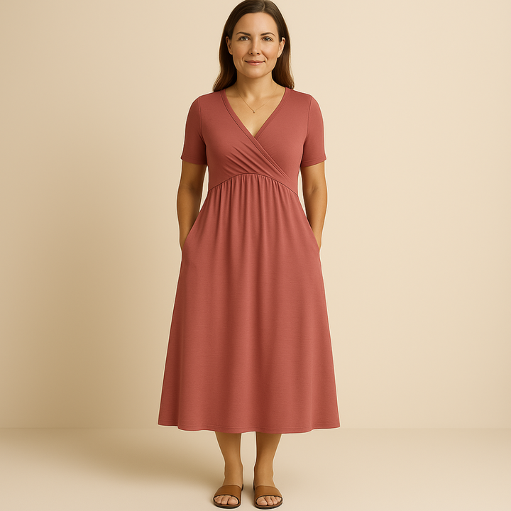 MAYLORA™ | V-Neck Midi Dress