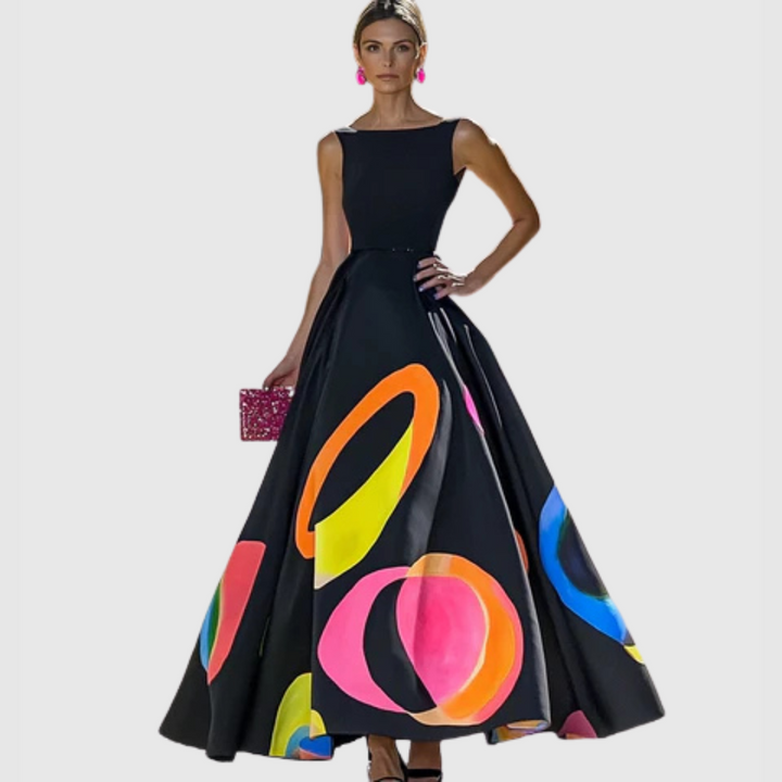 Anya - Buntes Cut-Out Maxi Kleid im Bodycon-Stil