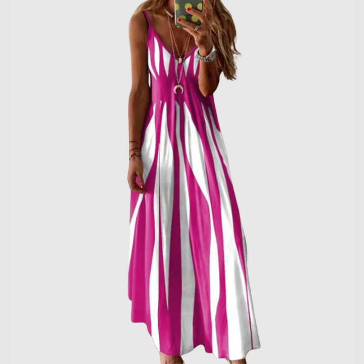 Ariella - Stilvolles Ärmelloses Maxikleid mit Streifen