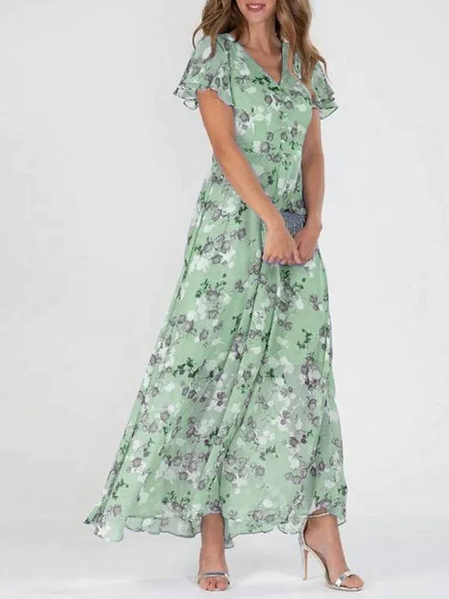 MAYLORA™ | Blumenmuster Kleid mit Rüschensäumen