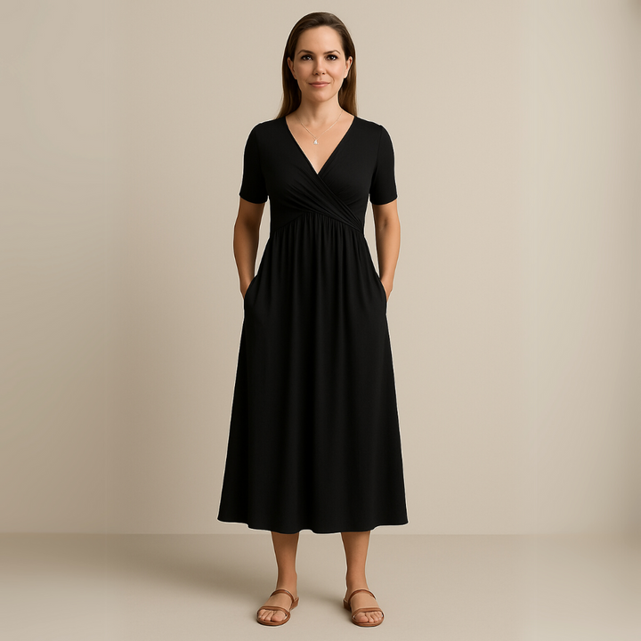 MAYLORA™ | V-Neck Midi Dress