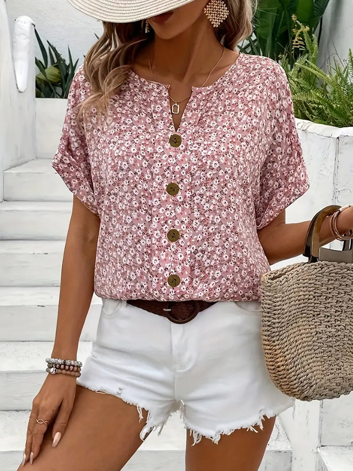 Charis™ - Bluse mit floralen Motiven und Knopfdetails