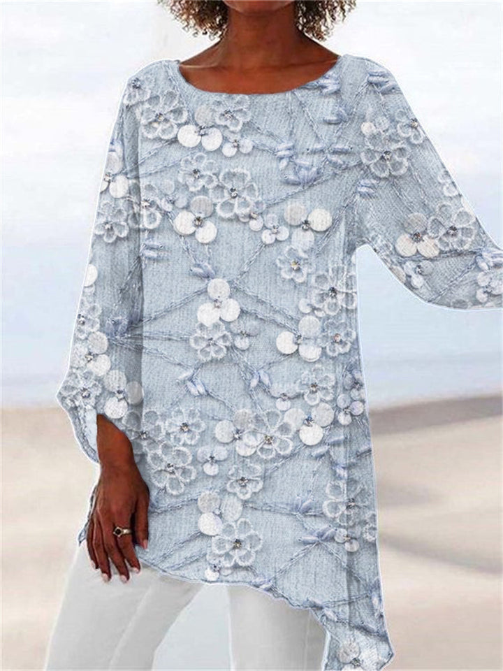 MAYLORA - Floral Crystal Print Blouse