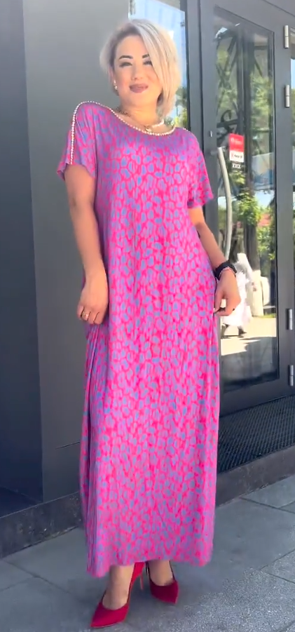 Chic Maxi Kleid mit Frühlingsmotiv Raven und praktischen Taschen