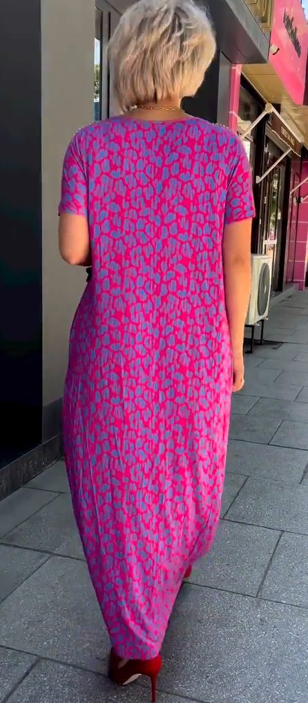 Chic Maxi Kleid mit Frühlingsmotiv Raven und praktischen Taschen