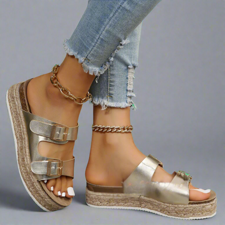Elfriede | Sandalen aus hochwertigem, glänzendem Leder