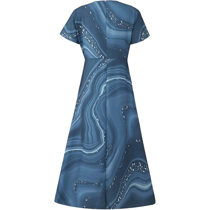 MAYLORA™ | V-Ausschnitt Midikleid mit Spiral-Design