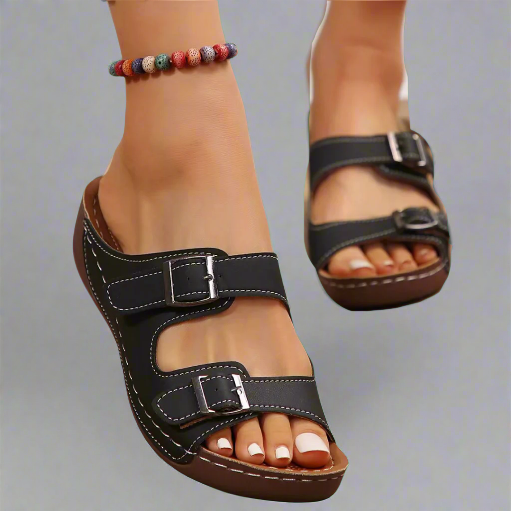 Elviera | Komfortable Sommerschuhe mit Doppelriemen