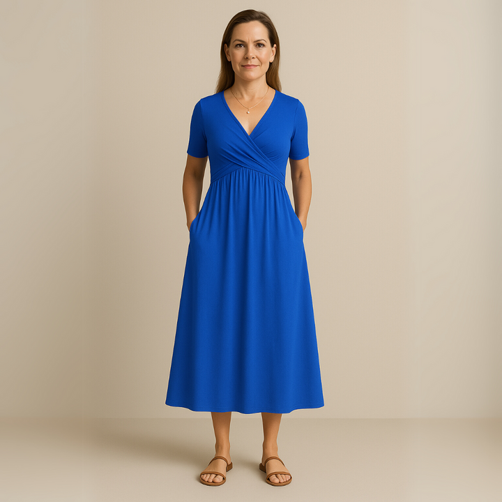 MAYLORA™ | V-Neck Midi Dress