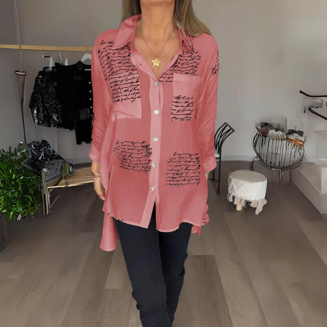 Callista™ - Button-Up Chemise mit handschriftlichem Design