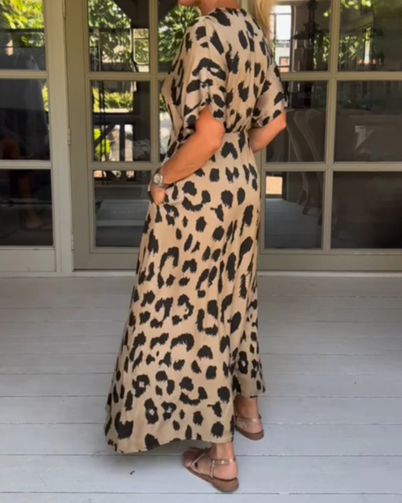 MAYLORA™ | Leopardenmuster Maxikleid