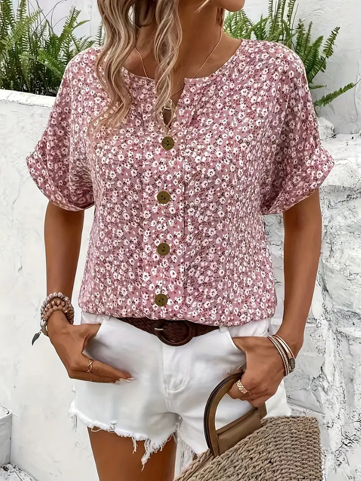Charis™ - Bluse mit floralen Motiven und Knopfdetails