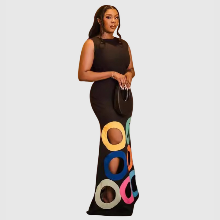 Anya - Buntes Cut-Out Maxi Kleid im Bodycon-Stil