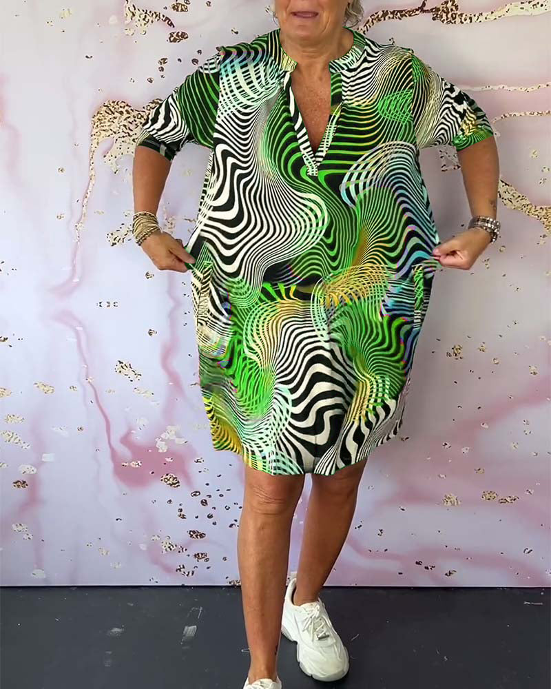 MAYLORA| Buntes V-Ausschnitt Kleid