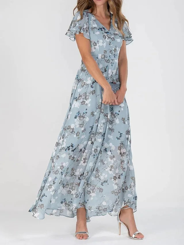 MAYLORA™ | Blumenmuster Kleid mit Rüschensäumen
