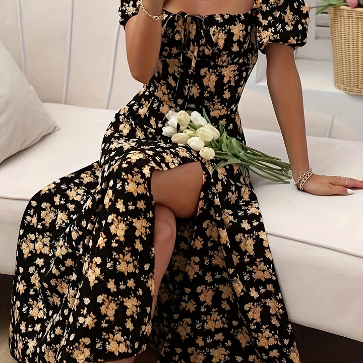 Calyx - Kleid mit Puffärmeln und kreativem Blumenprint