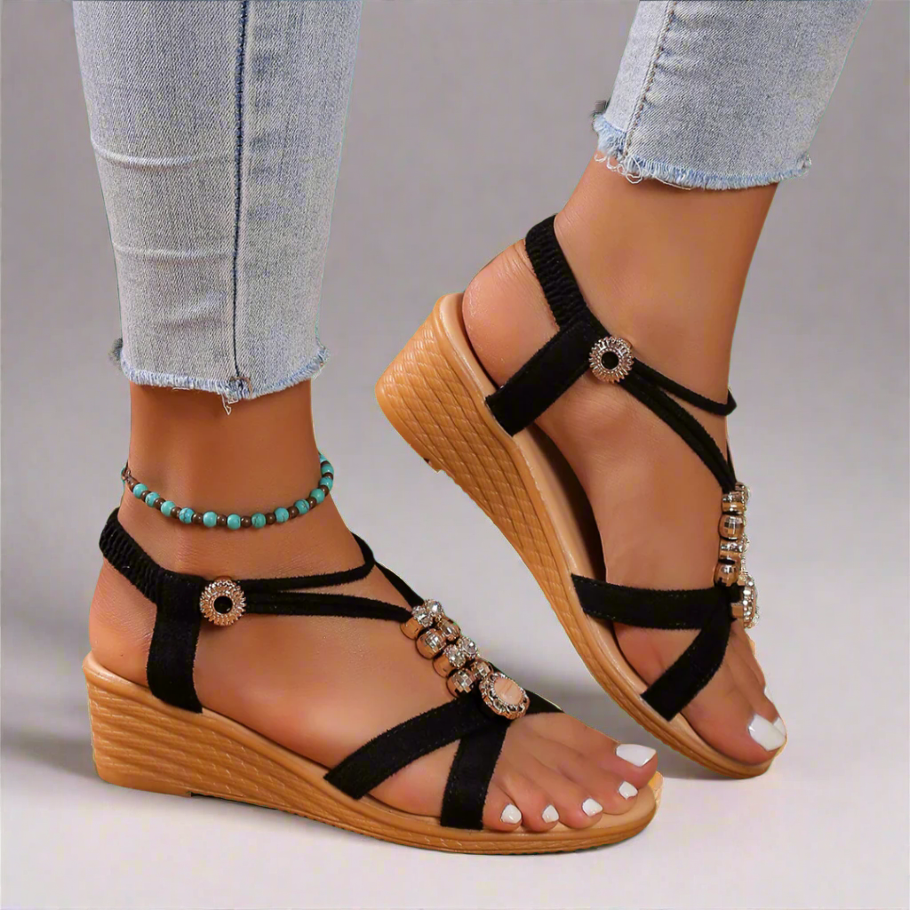 Nelda | Elegante und bequeme Plateausandalen mit Knöchelriemen
