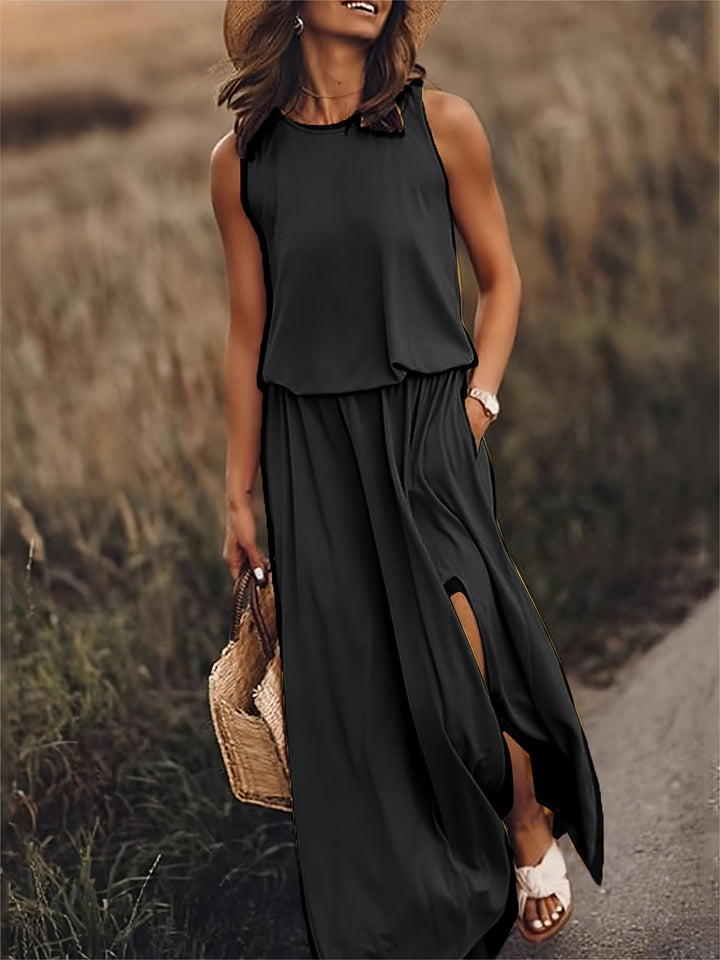 Indie - Stilvolles ärmelloses Kleid mit seitlichem Schlitz