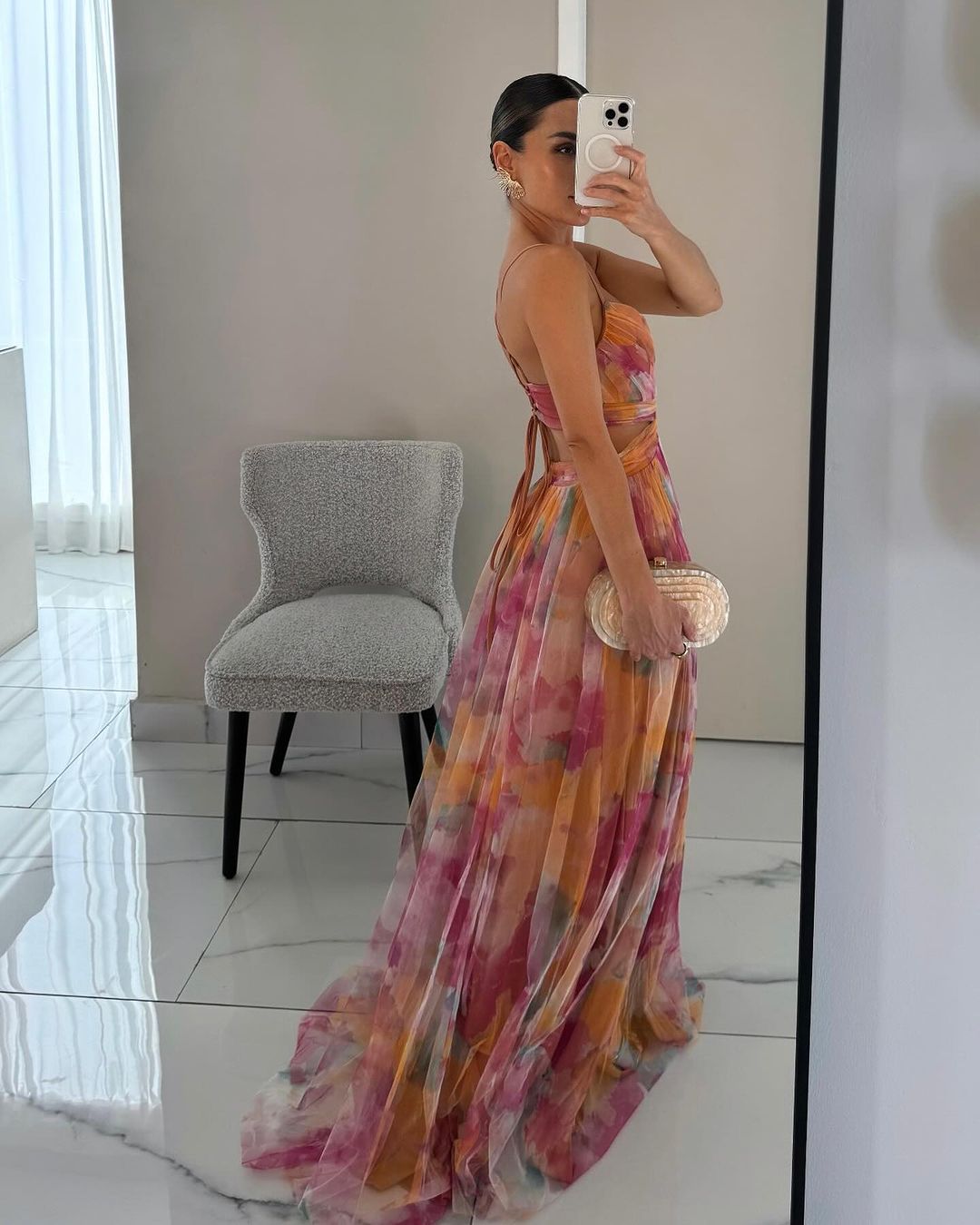 MAYLORA™ | Stilvolles Maxi-Kleid mit Aquarell-Design