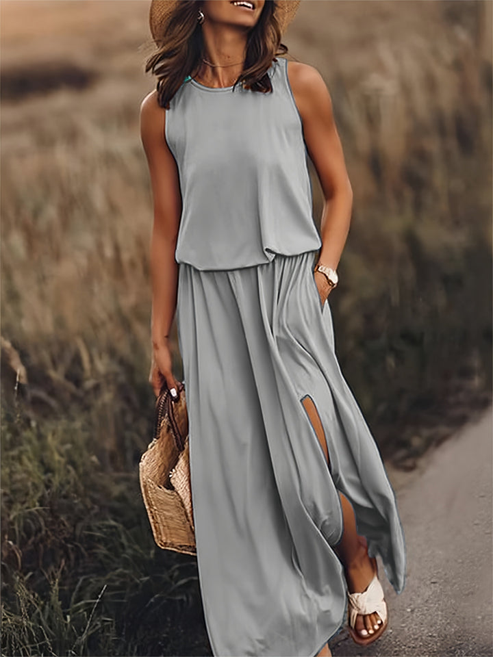 Indie - Stilvolles ärmelloses Kleid mit seitlichem Schlitz