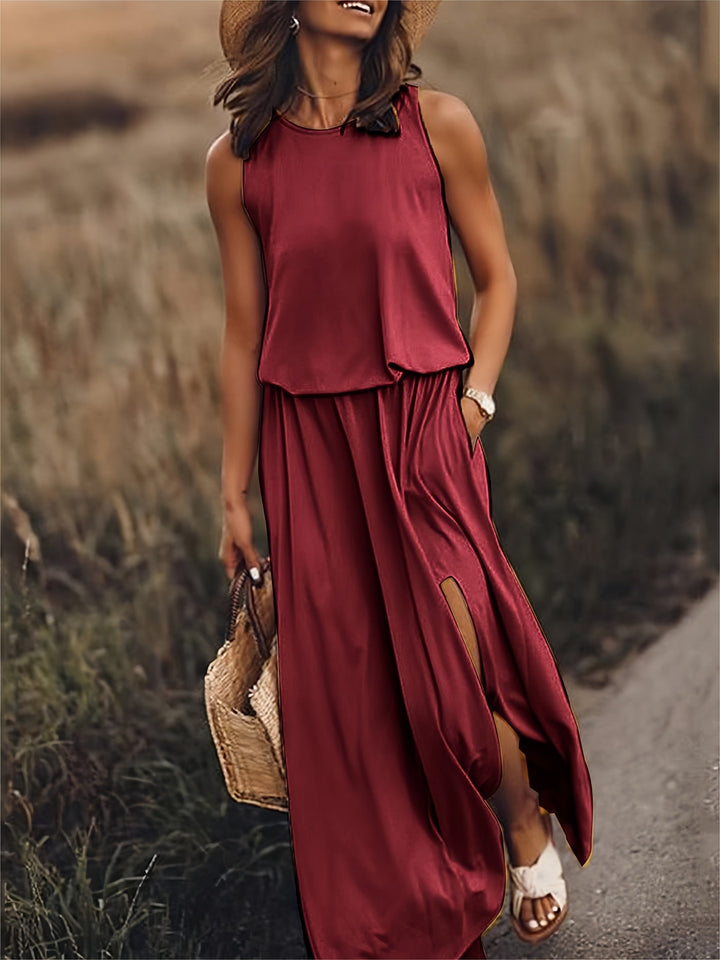 Indie - Stilvolles ärmelloses Kleid mit seitlichem Schlitz