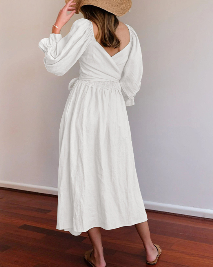 Aviana - Elegantes Maxi-Wendekleid mit Puffärmeln