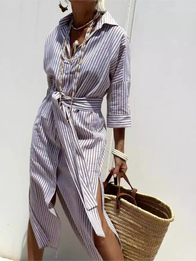 MAYLORA™ | Gestreiftes Blusenkleid