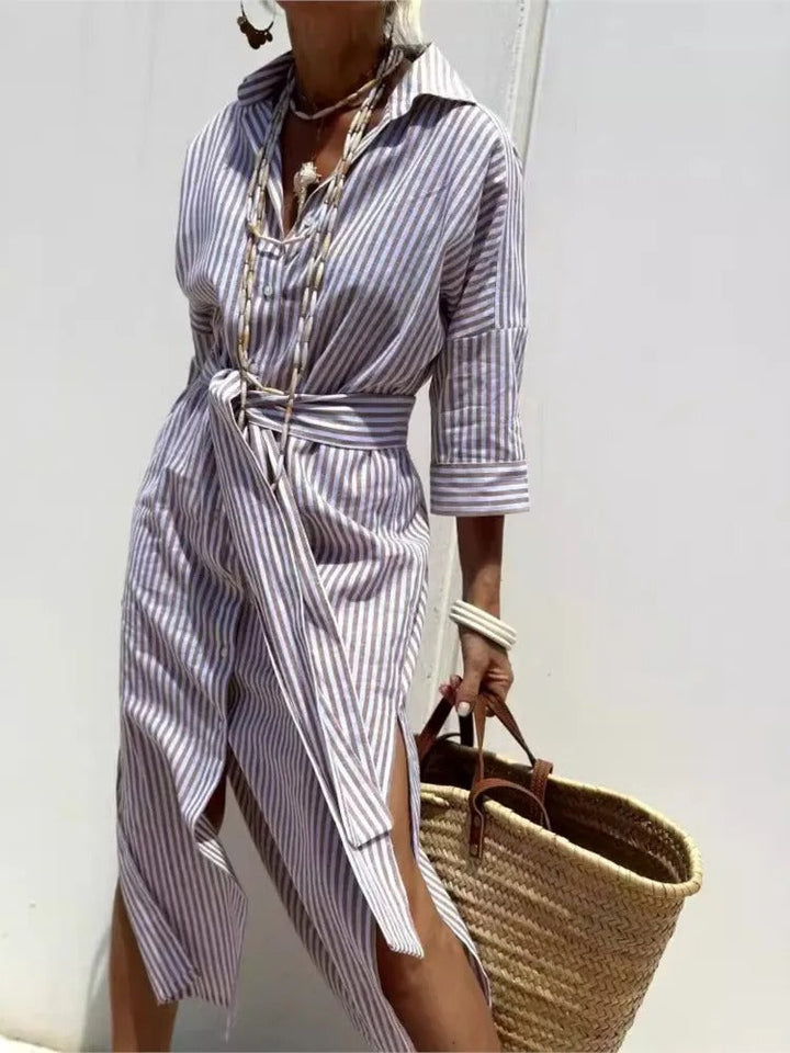 MAYLORA™ | Gestreiftes Blusenkleid