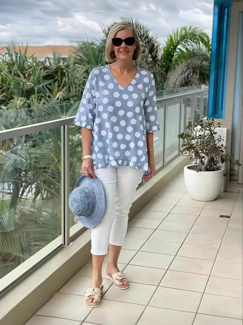 Chloe™ - Elegante V-Ausschnitt Bluse für Damen