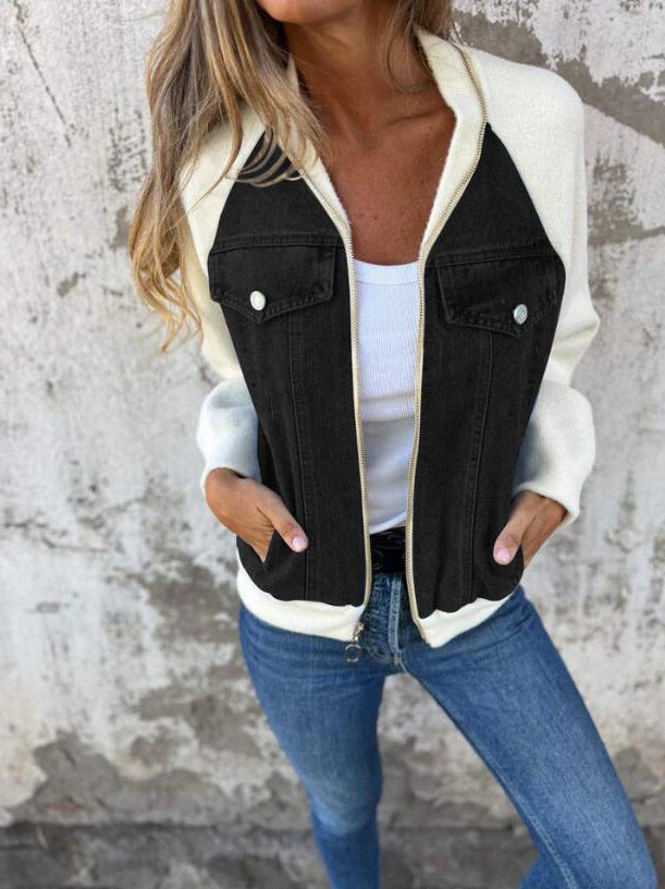 MAYLORA | Edle Hybridjacke – Denim trifft kuschelweiches Teddyfleece