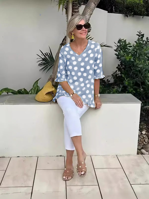Chloe™ - Elegante V-Ausschnitt Bluse für Damen