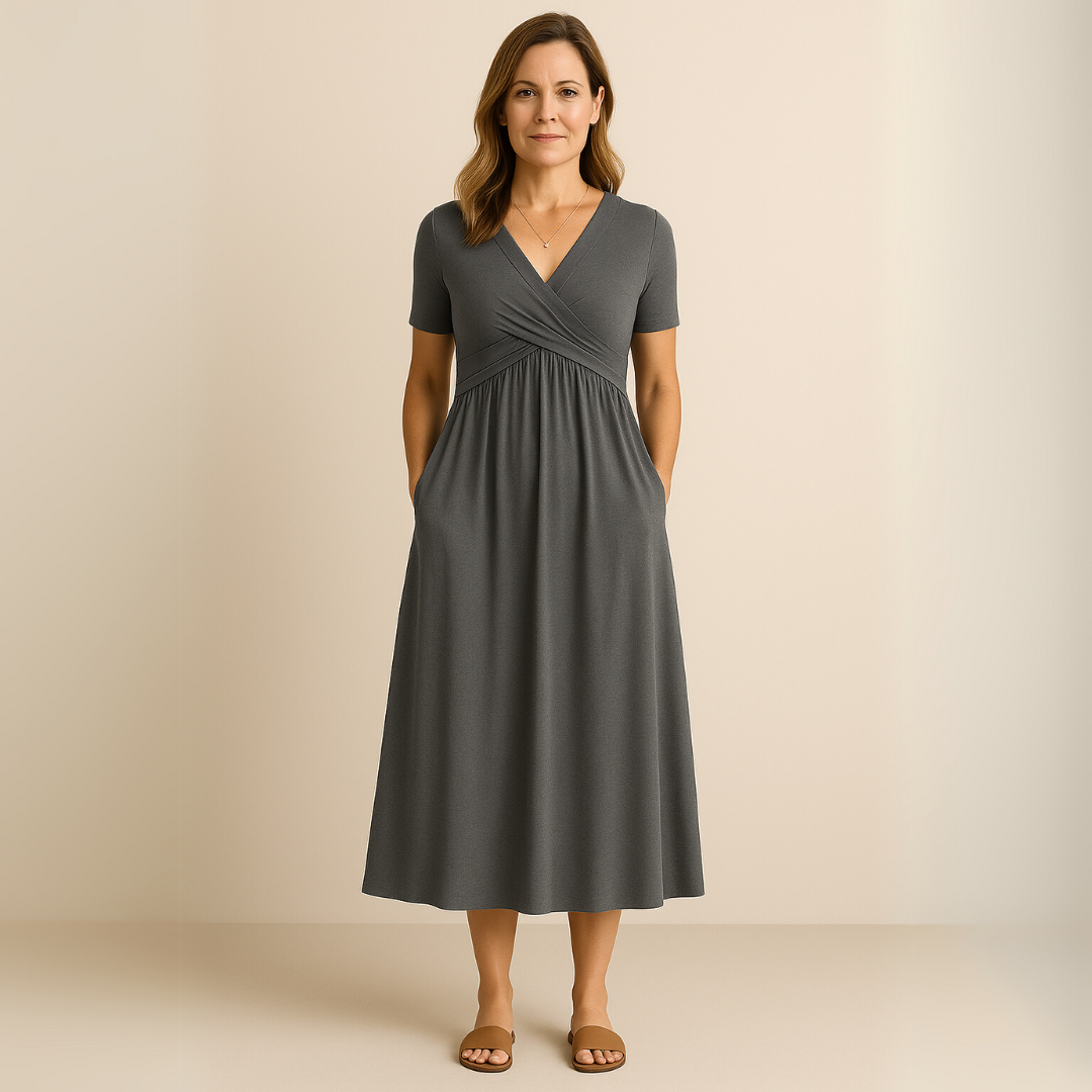 MAYLORA™ | V-Neck Midi Dress
