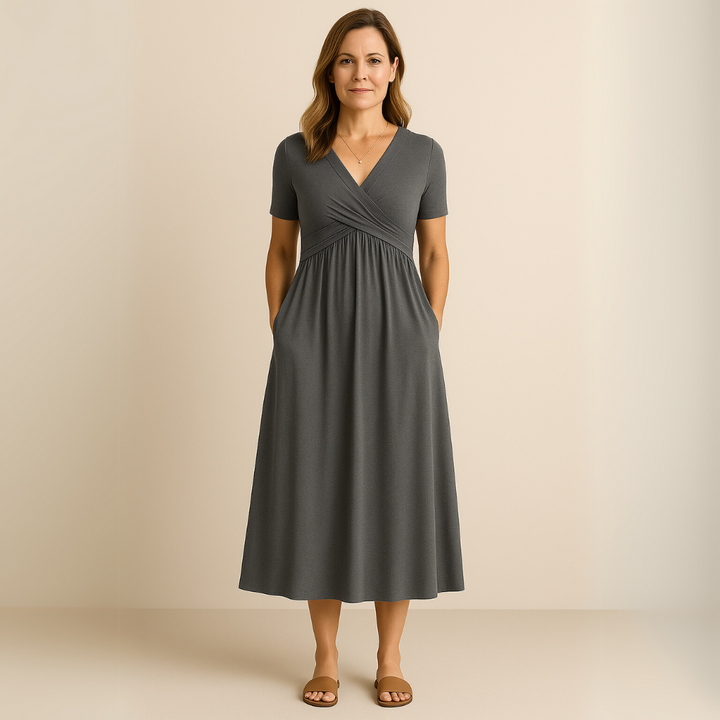 MAYLORA™ | V-Neck Midi Dress