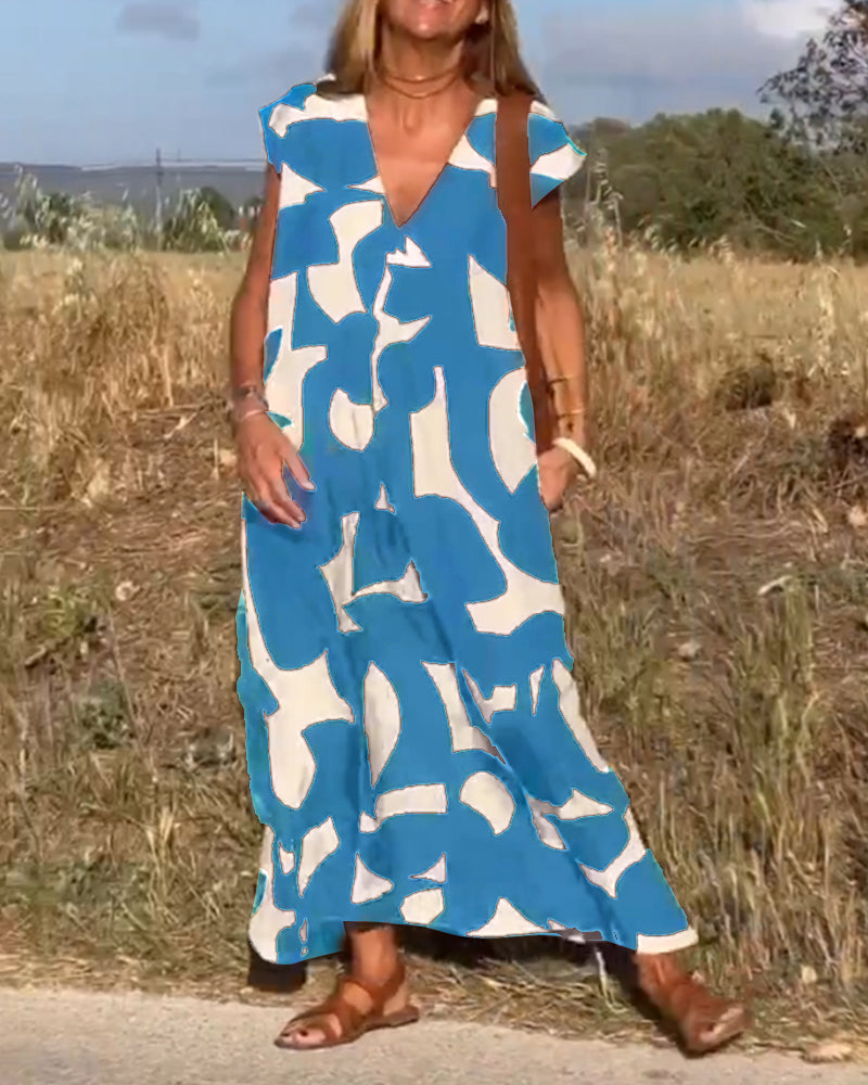Elowen - Ärmelloses Kleid mit asymmetrischem geometrischem Design