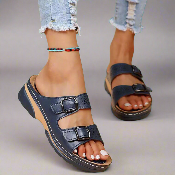 Dorothee | Doppelt Riemen Keilabsatzsandalen – Komfortabel und Trendy