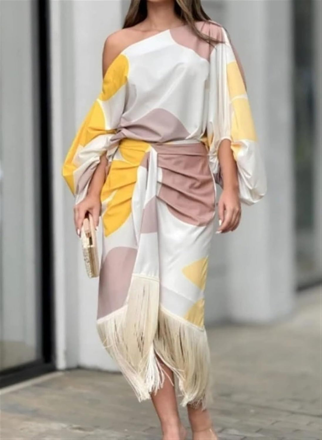 MAYLORA™ | Satinrobe mit Volumenärmeln