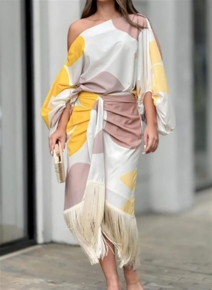 MAYLORA™ | Satinrobe mit Volumenärmeln