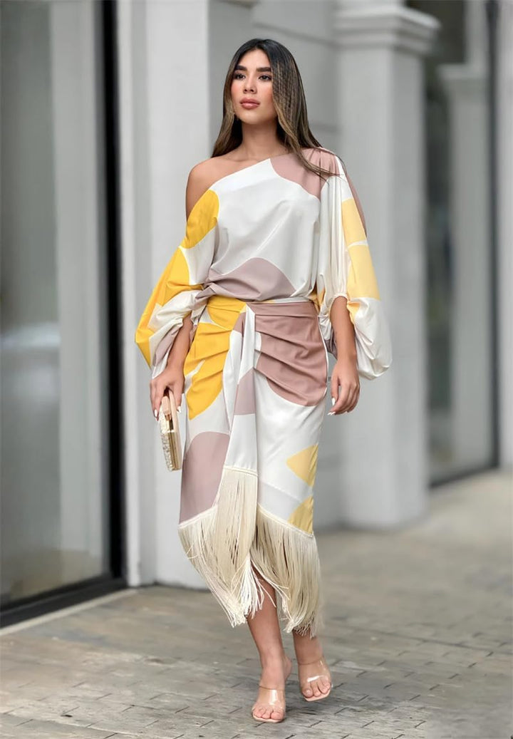 MAYLORA™ | Satinrobe mit Volumenärmeln
